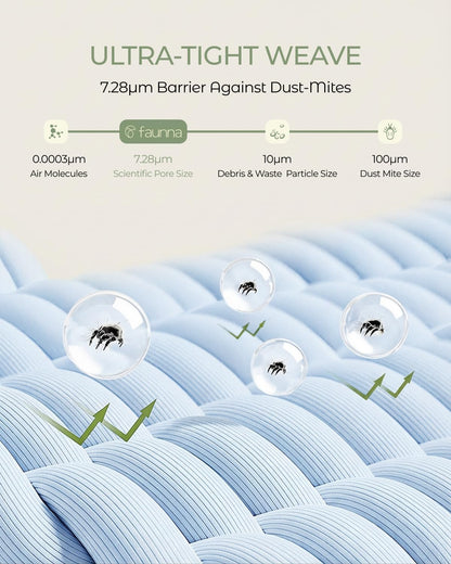 FAUNNA 100% Cotton Pillow Protectors, Bed Bug Proof, Hypoallergenic, Featuring Antimicrobial Product Protection for Enhanced Freshness, Premium Breathable Zippered Protectors(Standard Size, 4 Pack)