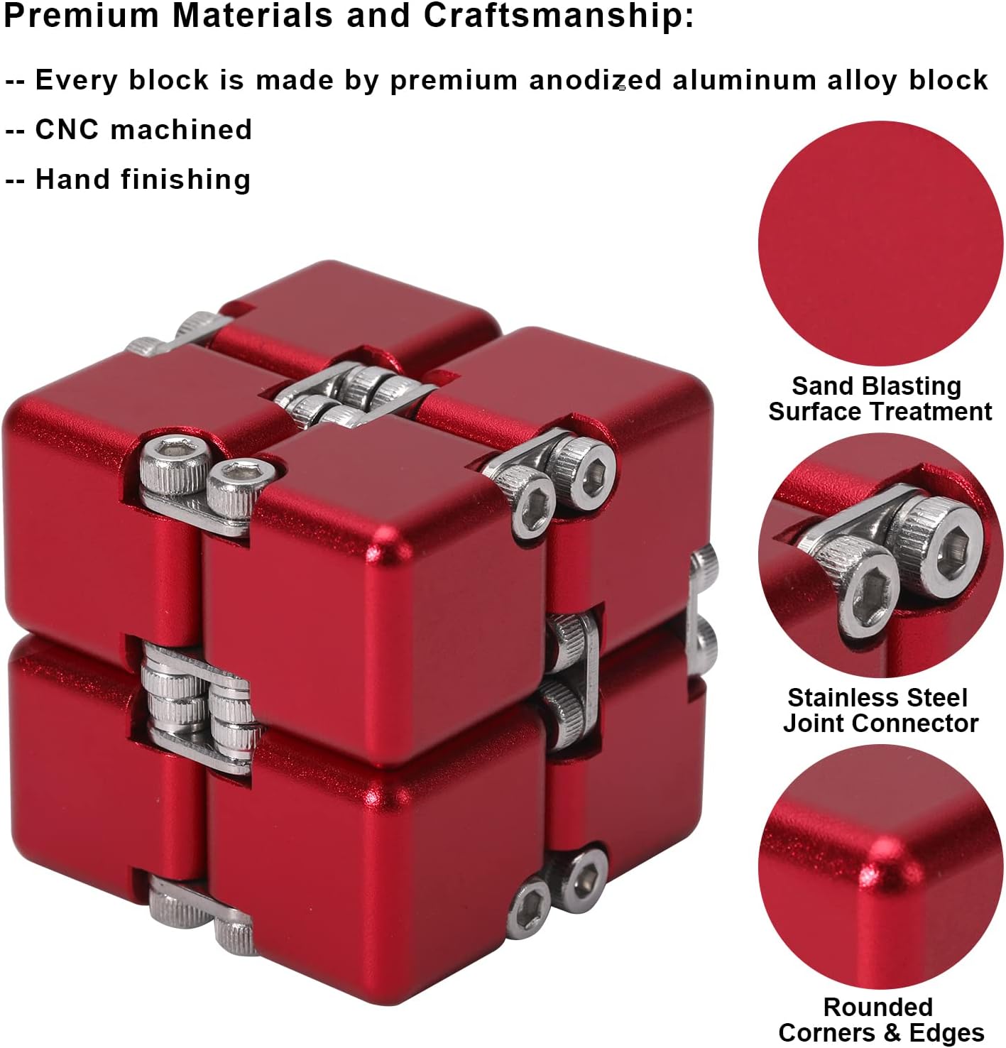 Lifidea Aluminum Alloy Metal Infinity Cube Fidget Cube (6 Colors) Handheld Fidget Toy Desk Toy with Cool Case Infinity Magic Cube Relieve Stress Anxiety ADHD OCD for Kids and Adults (Blue)
