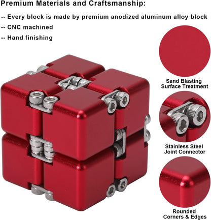 Lifidea Aluminum Alloy Metal Infinity Cube Fidget Cube (6 Colors) Handheld Fidget Toy Desk Toy with Cool Case Infinity Magic Cube Relieve Stress Anxiety ADHD OCD for Kids and Adults (Blue)