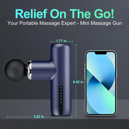 Mini Massage Gun Pocket-Sized Massage Gun Deep Tissue Quiet, Portable Percussion Muscle Travel Massager Gun, Back/Neck Massager for Pain Relief Deep Tissue (Gray)