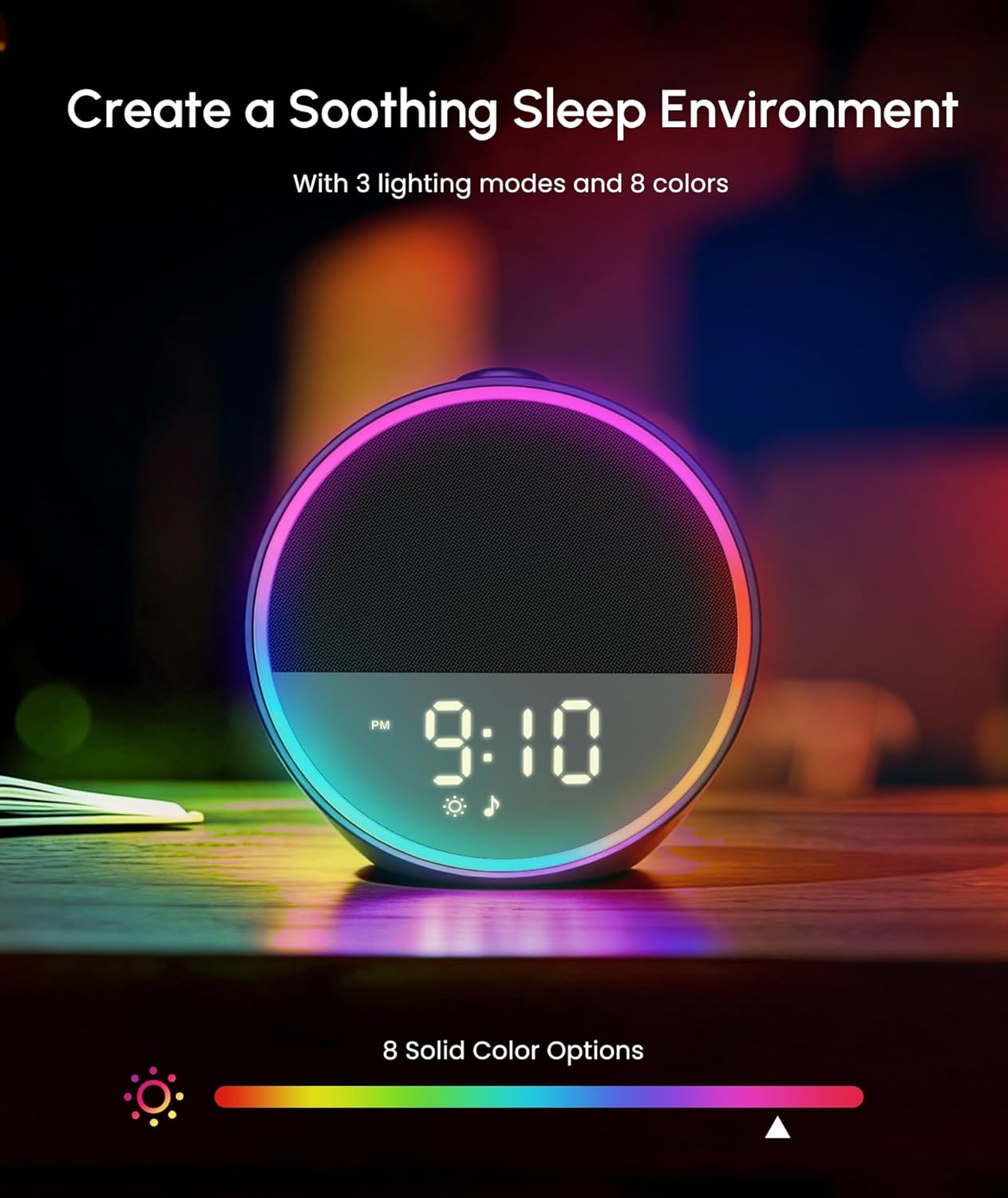 Sound Machine - Alarm Clock White Noise Sound Machine for Sleep, Night Light, 30 Soothing Sounds, 10 Gentle Alarms, Sleep Timer, Screen-Free Sleep Routine for Adults, Travel, Nightstand, Office