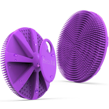 Silicone Body Scrubber 2 Pack, BEAUTAIL Shower Bath Scrubber, More Hygienic Than Traditional Loofah, Lather Nicely, Gentle Exfoliating Brush for Women Men Baby Sensitive Skin, Black+Purple