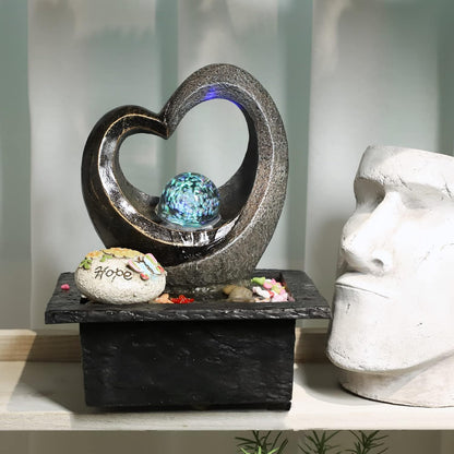 Ferrisland Tabletop LED Light Meditation Indoor Waterfall Fountain