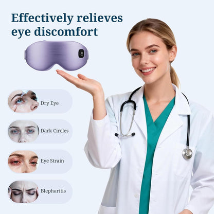 100% Silk Wireless Heated Eye Mask with Cooling, Relieves Dry Eye Syndrome and Puffy, Reduces Dark Circles, Adjustable Velcro Design and Washable Cover, Suitable for Travel & Gifts-Pink.