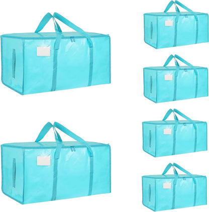 Moving Bags Extra Large - Heavy Duty Storage Totes with Wrap-Around Handles & Reinforced Zippers - Foldable Moving Box Alternative, Water-Resistant for Dorm, Closet & Under Bed Storage (Clear)