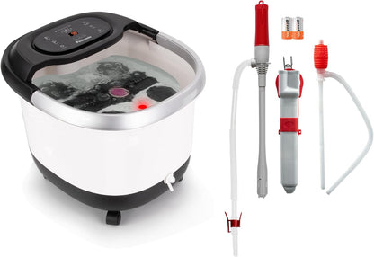 Luxury All in One Foot Spa - Motorized and Heated Foot Spa - Enjoy The Same Pedicure Foot Spa at Home Heat, Bubble Jets, Pedicure Stone, Motorized Massage Roller to Relieve Feet Stress