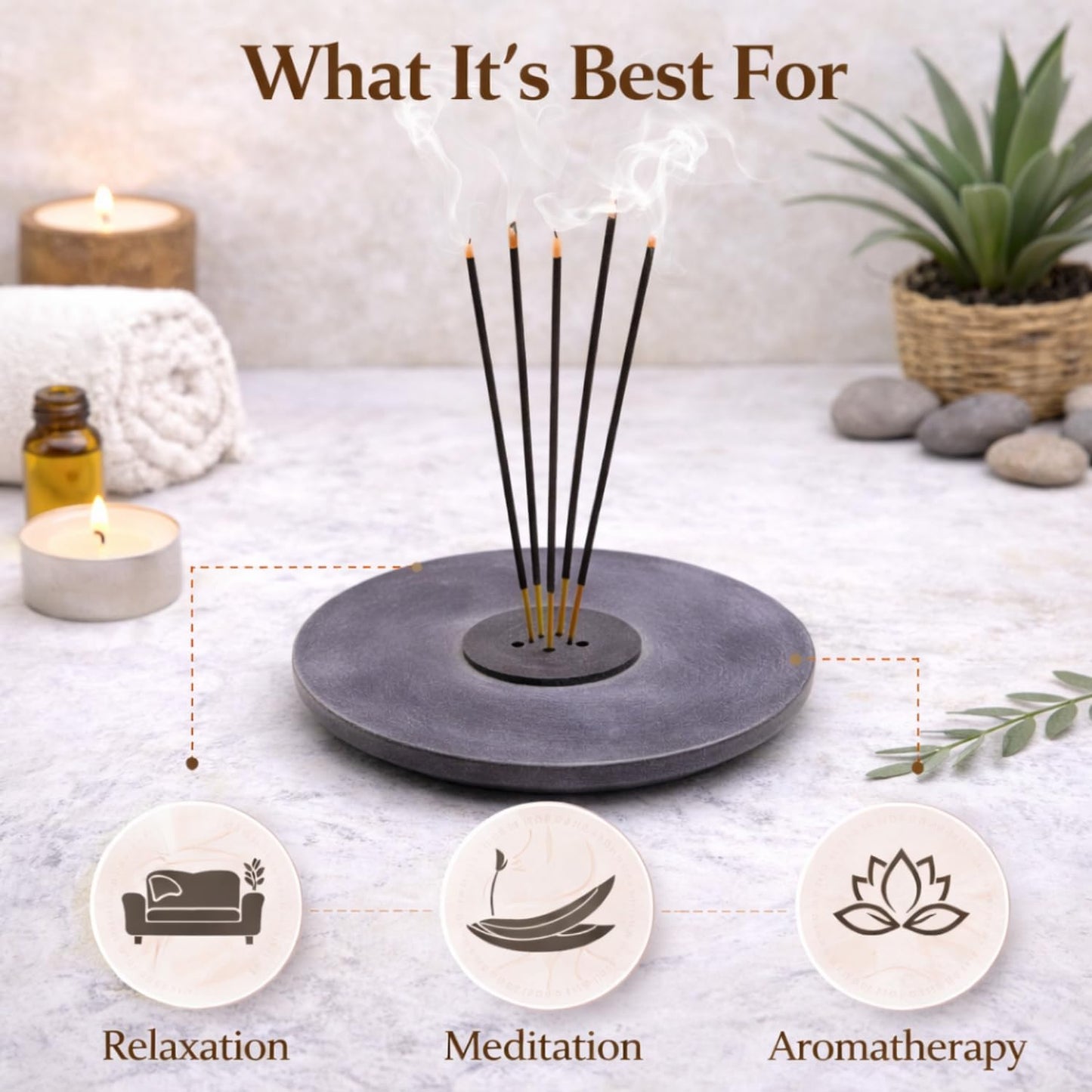 Handmade Natural Grey Marble Incense Stick Holder
