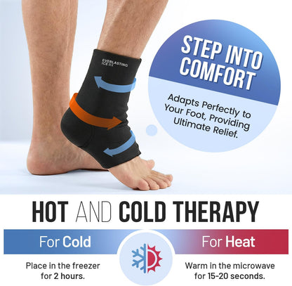 Ankle Compression Sleeve for Achilles Tendonitis Relief, Ankle Ice Pack Wrap, Foot Brace Sprained Ankle Support for Women and Men, Freeze Cold Packs for Plantar Fasciitis