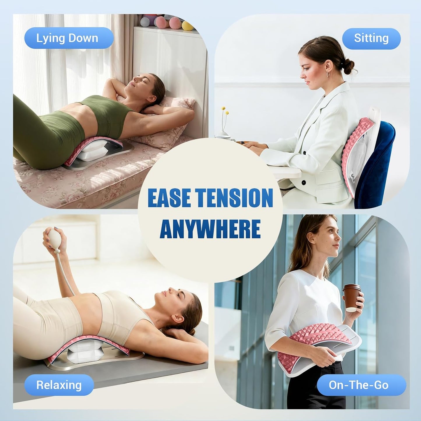 Back Stretcher for Lower Back Pain Relief, Adjustable Lumbar Support Board with Acupressure Points, Back Stretcher Board for Scoliosis, Spine Decompression Support