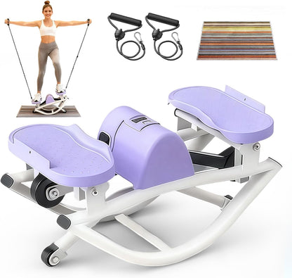 Rock Stepper, Side to Side Rocking Stepper Exercise Machine for Balance at Home, Low-Impact Lateral Stair Stepper with Resistance Bands & Digital Counter, 250 LBS Weight Capacity