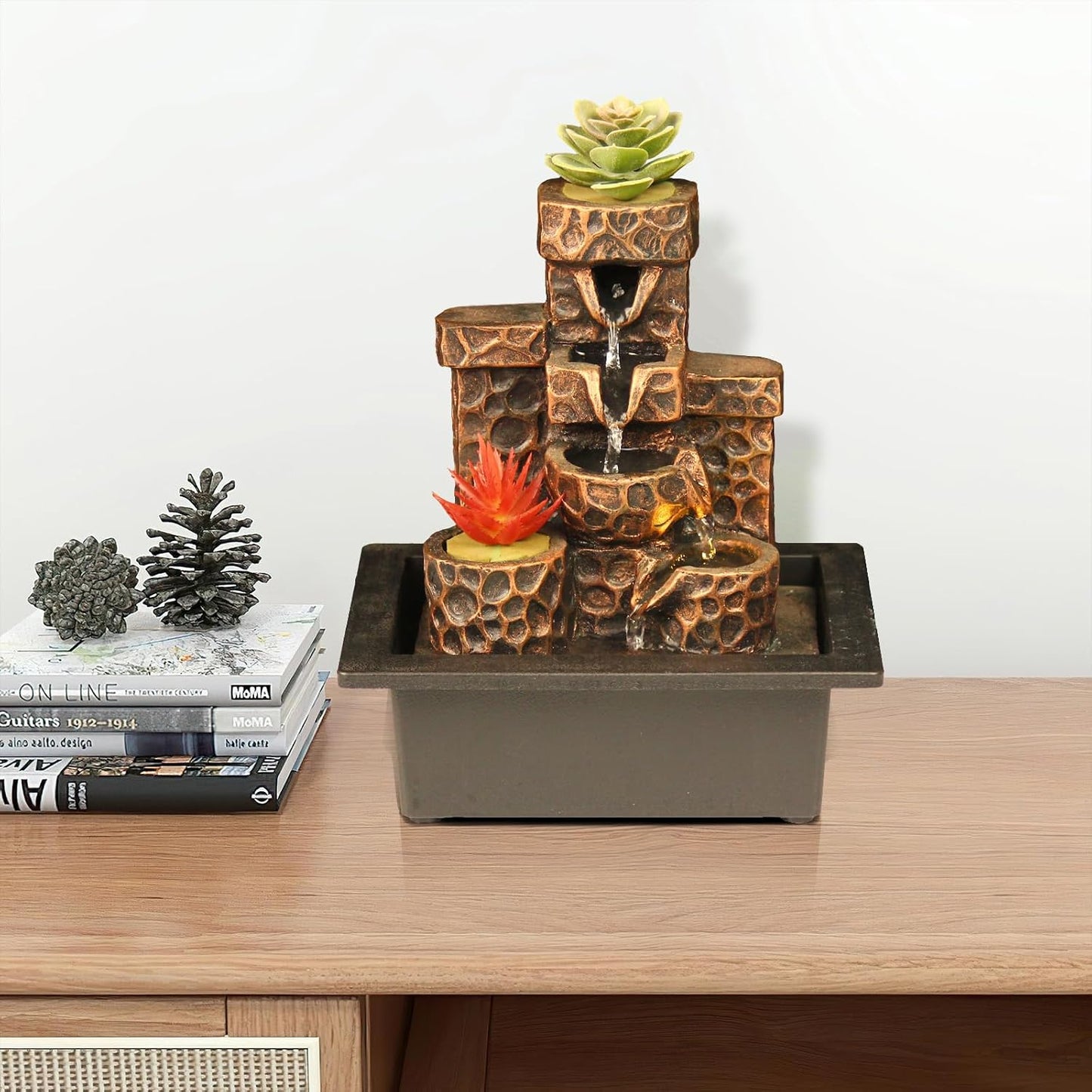 Tabletop Waterfall Fountain Indoor Themed Coral Seashell Tabletop Water Fountain Meditation (Ocean)