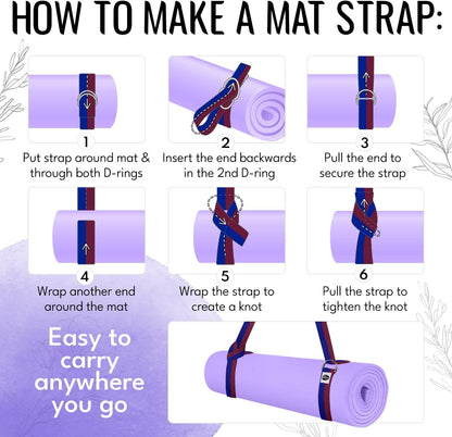TECEUM 2 IN 1 Yoga & Mat Strap for Stretching – Cotton – 6/8/10 ft