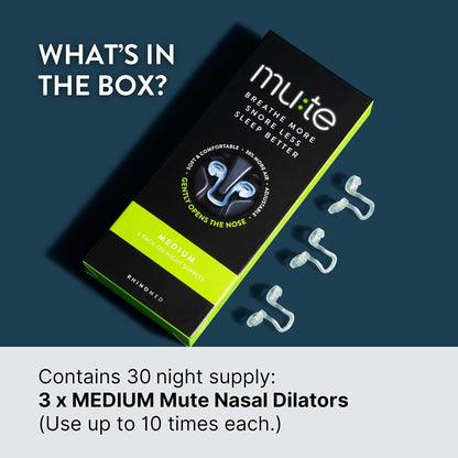Mute Nasal Dilator Snoring Solution | Starter Pack 3 Sizes | Snore Less & Sleep Better | Nasal Strip Alternative | Comfortable Breathing Aids for Better Sleep & Improved Airflow