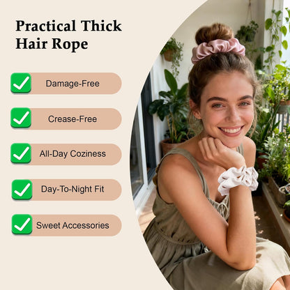 Satin Scrunchies for Women – 8PCS Blush & Brown Silk Hair Ties Set – No Crease, Frizz-Free, Gentle Elastic Hair Bands, Soft & Stylish Everyday Hair Accessories Gifts