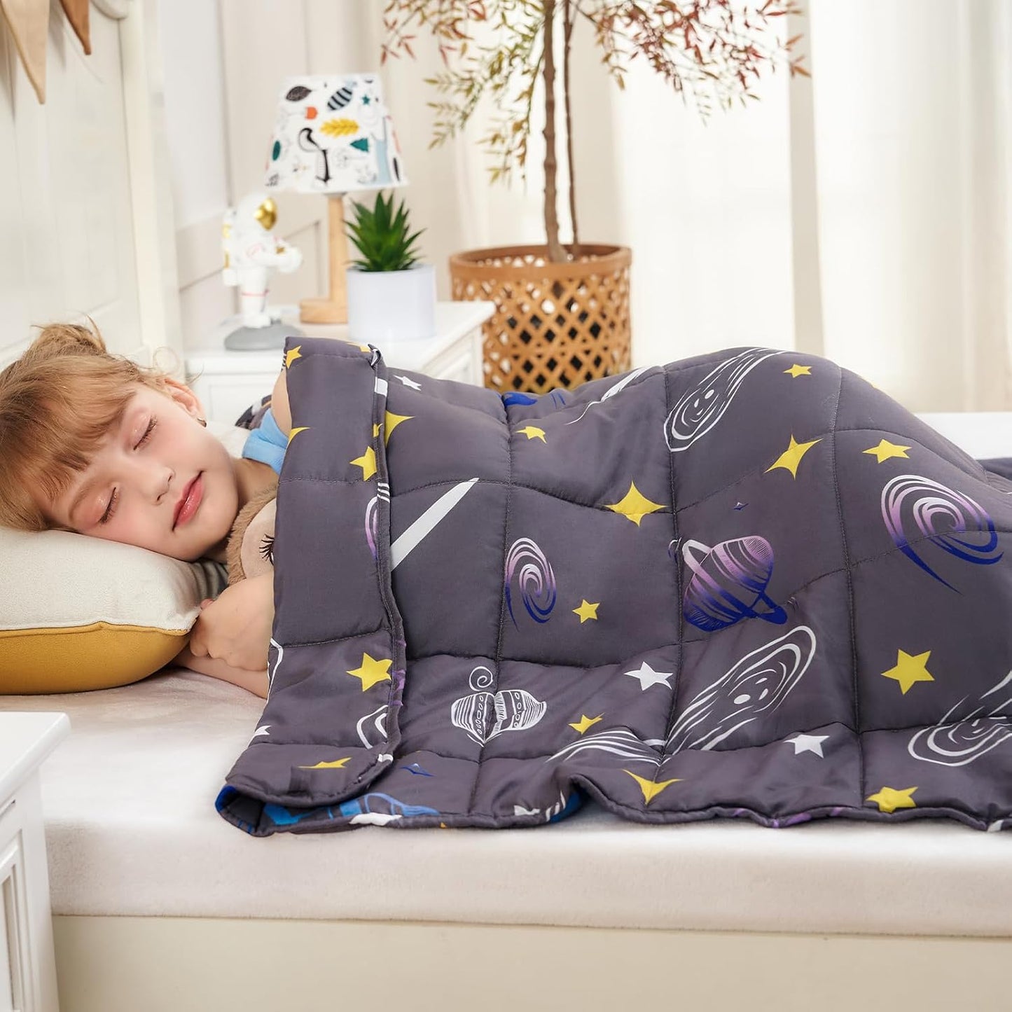 yescool Weighted Lap Pad 2 Pounds Weighted Lap Blanket, Space Plane Small Weighted Blanket, Weighted Throw Blanket Gifts for Travel Indoor Outdoor, 20"x30"