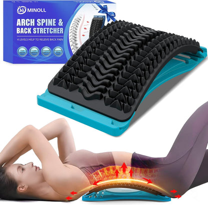 MINOLL Back Stretcher for Lower Back Pain Relief, Multiple Level Adjustable Arch Lumbar Back Cracker Board, Back Cracking Device, Back Massager for Scoliosis, Spine Decompression Support