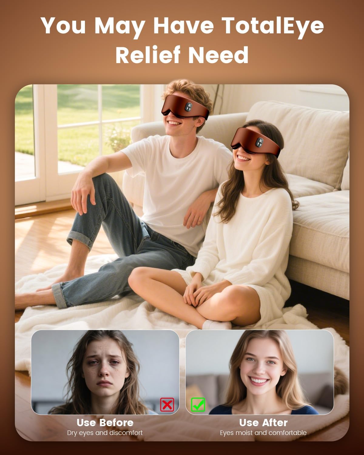 Cordless Heated Eye Mask, 4 Temp Timed Shutdown for Dry Eyes & Sleep Relief