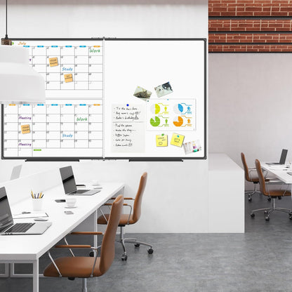 JILoffice Magnetic Dry Erase Calendar Whiteboard, 4 Month White Board Planner 36 X 24 Inch, Black Aluminum Frame Wall Mounted Board for Office Home and School