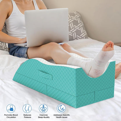 TranquilRelax Elevation Pillows for Leg After Surgery, Memory Foam Adjustable Wedge Pillow for Injury or Rest, Ankle Pillow for Sleeping Blood Circulation, Grey/Single Leg