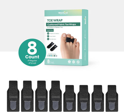 Welnove Hammer Toe Straightener - 8 Pack Broken Toe Wraps - Hammer Toe Corrector for Women - Toe Splints for Crooked Toes, Curled Toes, Bent Toes - (Large, Beige)