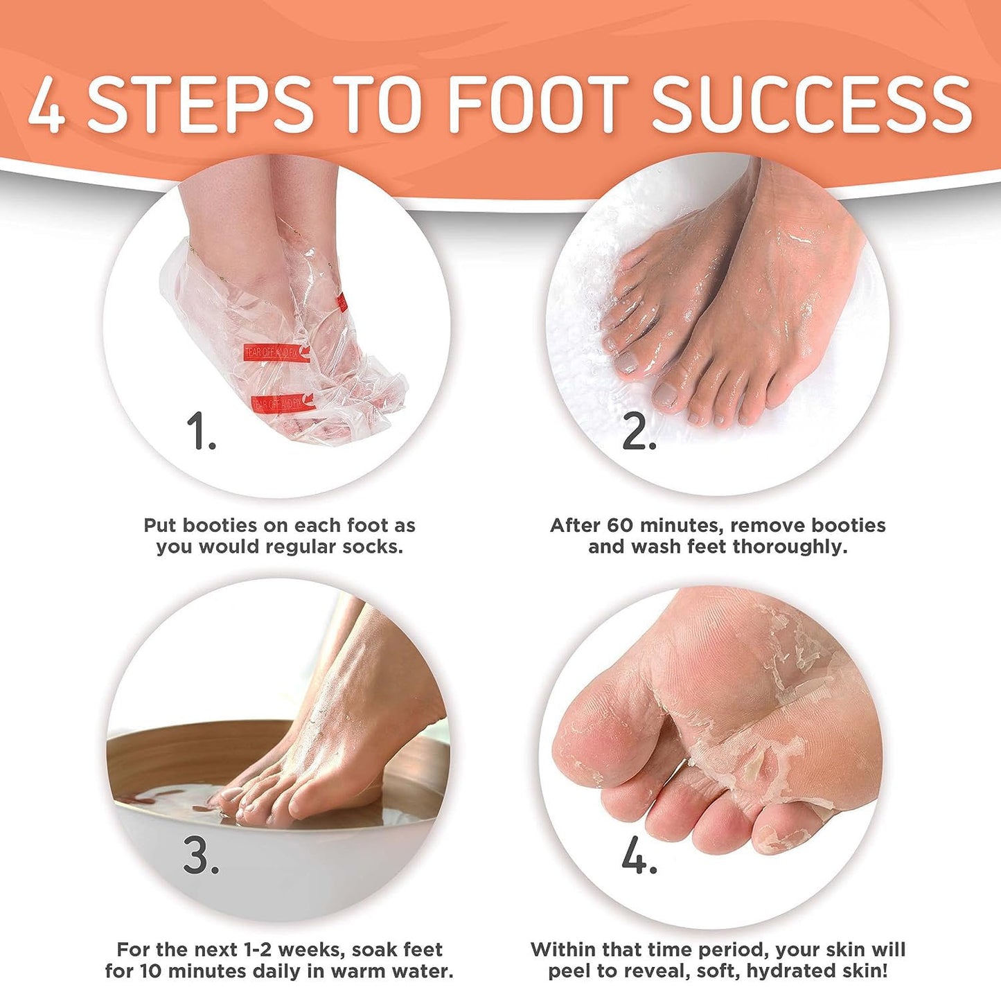 Dermora Soft Touch Foot Peel Mask - Pack of 2 Feet Peeling Masks for Dry, Cracked Heels & Calluses - Exfoliating Foot Mask Peel for Baby Soft Skin (Original)