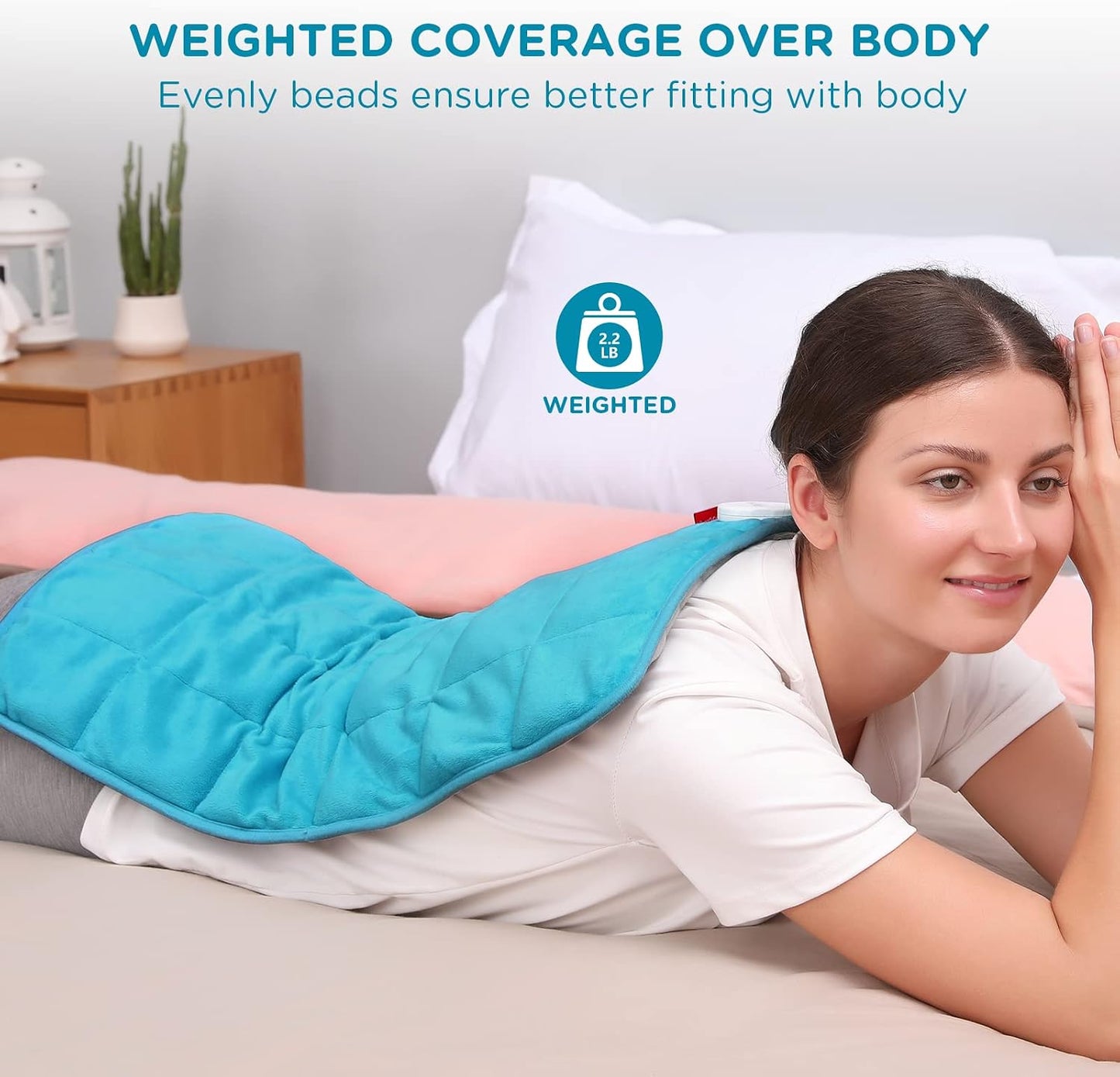 Comfytemp Weighted Heating Pad for Period & Back, 2.2lb Extra Large Menstrual Heated Pad, 12" x 24" XL Electric Heat Pad with 9 Heat Level & 11 timers auto-off for Neck Shoulder Leg Knee Abdomen, Gray