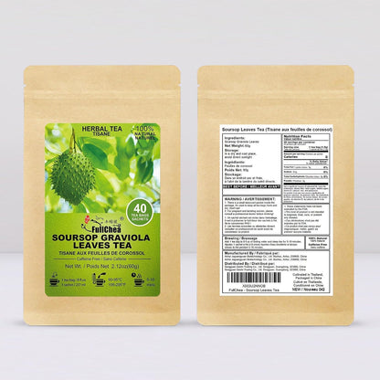 FullChea Soursop Leaves Tea Bags, 40 Counts, Hojas de Guanabana, Non-GMO
