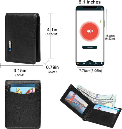 Mens Wallet Tracker Work for Anroid & iOS Device, Smart Wallet for Men WIth Tracker (Android & iOS, Carbon Black & Black)