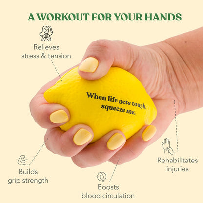 LemonAid – Set of 2 Stress Balls – Soft & Firm Squeeze Levels | Fun Stress Relief Hand Exerciser | Perfect Christmas, Birthday & Appreciation Gifts for Teachers & Employees