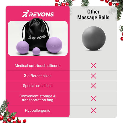3 in 1 Massage Ball Set – 2.5", 1.9" & 1.2" Firm Silicone Balls for Myofascial Release, Trigger Point Therapy, Back & Foot Pain Relief, Face Fitness, Yoga, Deep Tissue Recovery (Turquoise)