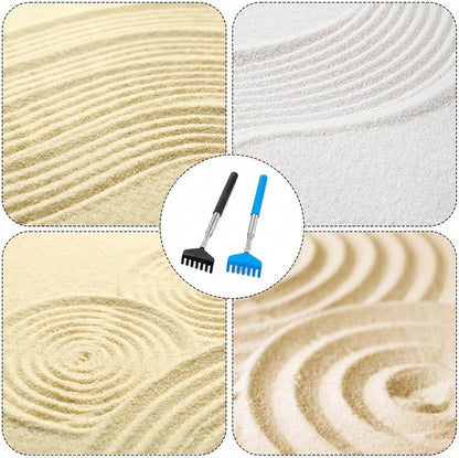 2Pcs Mini Zen Garden Rake Tools, Garden Sand Rake Feng Shui Decoration, Miniature Tabletop Rock Sand Zen Garden Accessories for Home Office(Blue + Black)