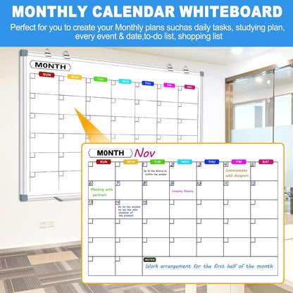 Dry Erase Board Calendar for Wall, 36" x 24" Monthly Whiteboard