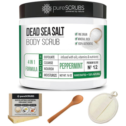 pureSCRUBS Premium Cucumber Body Scrub Set, Exfoliating Dead Sea Salt Scrub