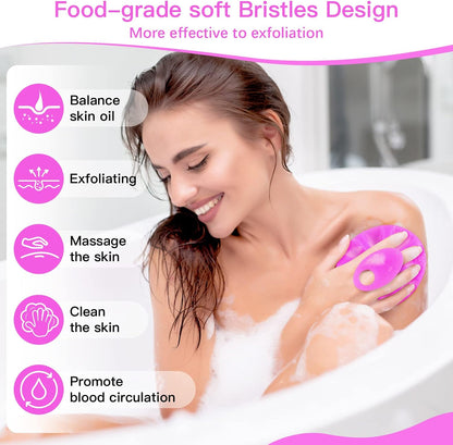 INNERNEED Soft Silicone Body Cleansing Brush Shower Scrubber, Gentle Exfoliating and Massage for All Kinds of Skin (Dark Green)