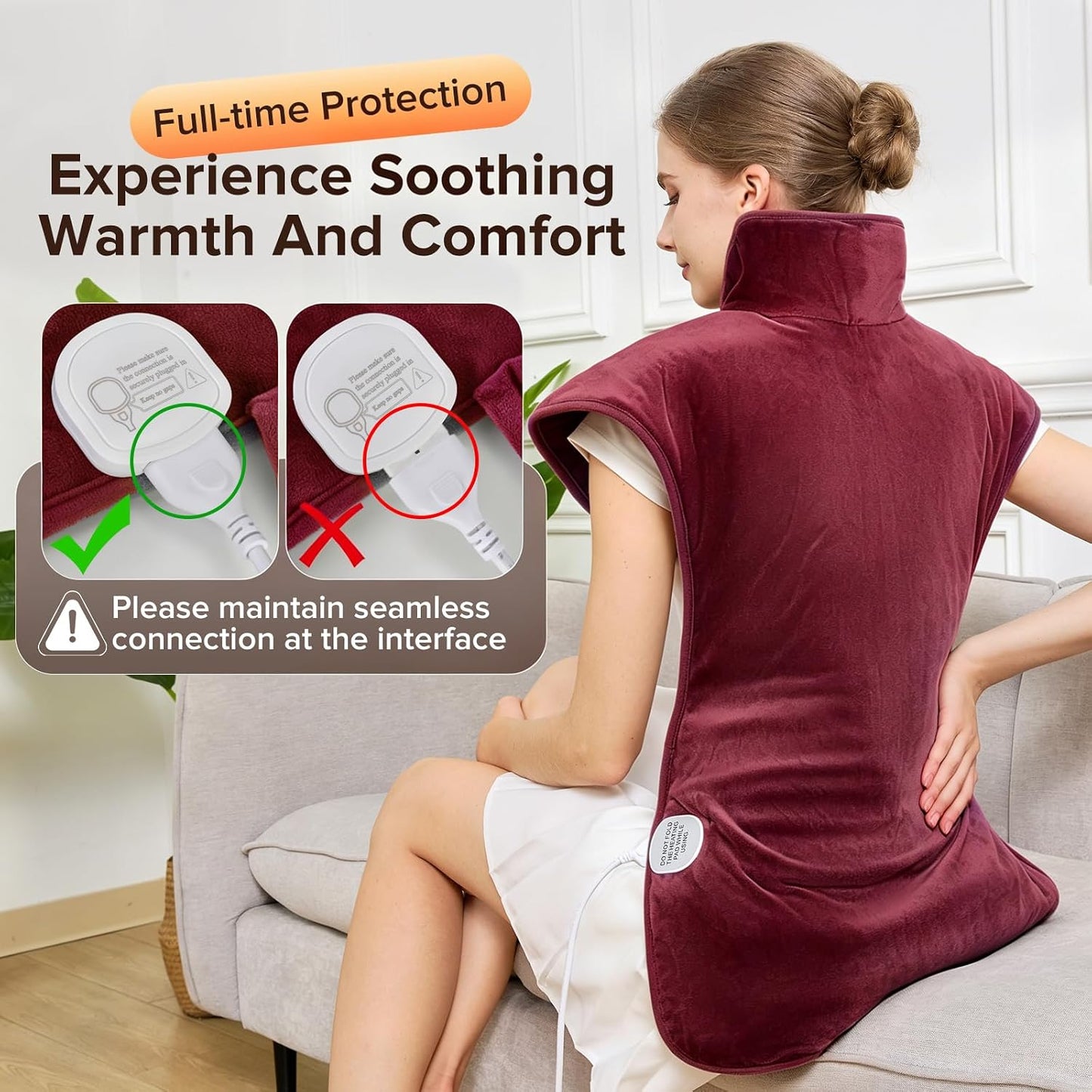 Electric Heating Pad for Neck Back Shoulder Pain Relief, 25"x37" Large Full Body Weighted Heated Pad for Menstrual Cramps - 5 Heat Levels/Snug Fit, Birthday Gifts for Women Men Mom Dad Elders
