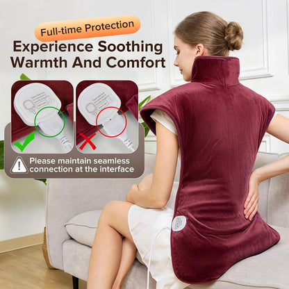 Electric Heating Pad for Neck Back Shoulder Pain Relief, 25"x37" Large Full Body Weighted Heated Pad for Menstrual Cramps - 5 Heat Levels/Snug Fit, Birthday Gifts for Women Men Mom Dad Elders