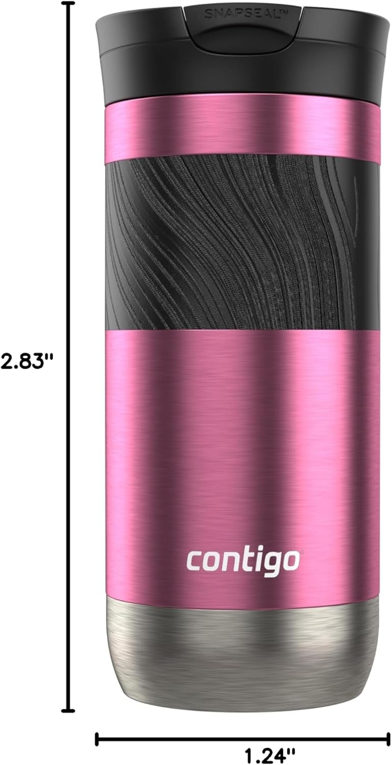 Contigo SNAPSEAL Insulated Stainless Steel Travel Mug with Grip 20oz. Blue Corn Transparent Satin & Midnight Berry