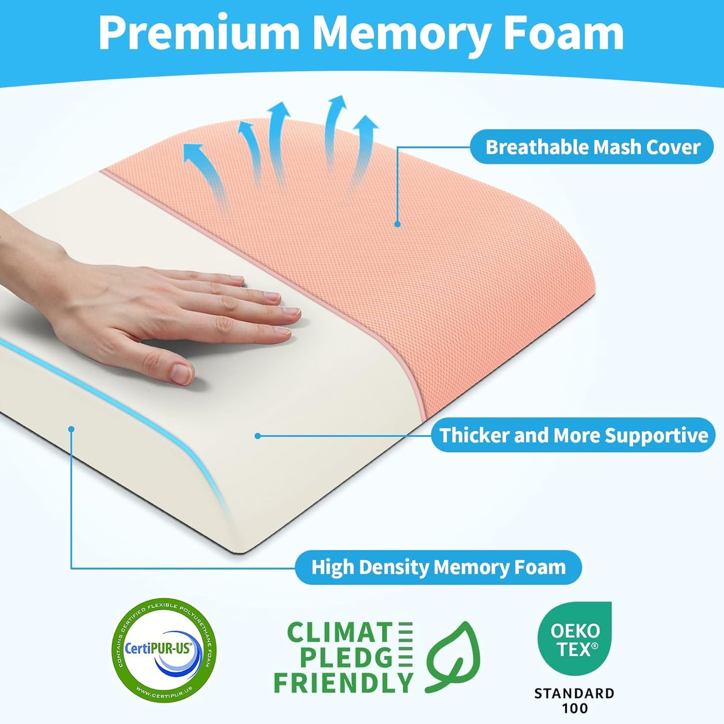 TranquilRelax Large Seat Cushion, Memory Foam Cushion for Long Sitting Hours on Office Chair, Car Seat, Non-Slip Chair Pad for Sciatica, Coccyx, Tailbone Pain Relief & Post-Surgery Recovery (Black)