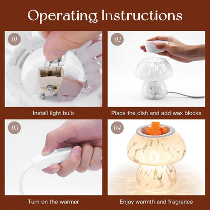 Candeldo Mushroom Wax Melt Warmer: Wax Melter Warmer with Timer Cute Melter Fragrance Candle Lamp Home Decor Mothers Day Birthday Gift for Women