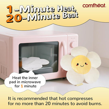 Microwave Unscented Heating Pad for Pain Relief, Moist Heat Pack Hot Compress for Period Cramps, Shoulder, Muscles, Cute Cloud Plush Heating Pad, Gift for Girl Women, with Washable Cover