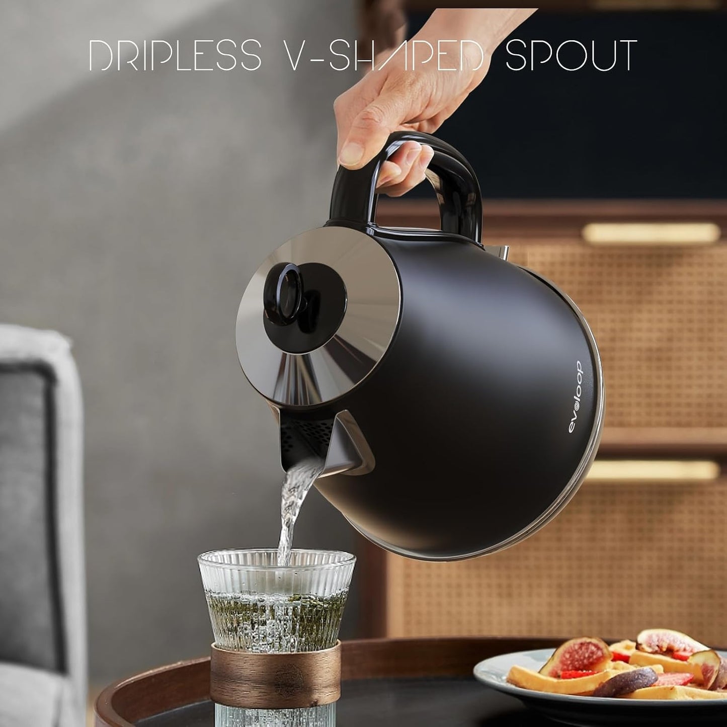 Evoloop 1.7L Electric Kettles, BPA Free Tea Kettle, Hot Water Boiler Heater, Stainless Steel Teapot, Auto Shut-Off & Boil-Dry Protection, 120V/1500W