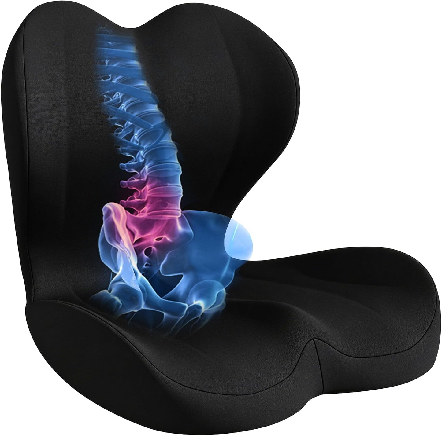 Seat Cushion for Office Chair and Car, Lumbar Support Pillow for Office Chair, Memory Foam Ergonomic Seat Cushion for Long Sitting, Back & Tailbone Pain, Sciatica - Dark Gray & Light Gray