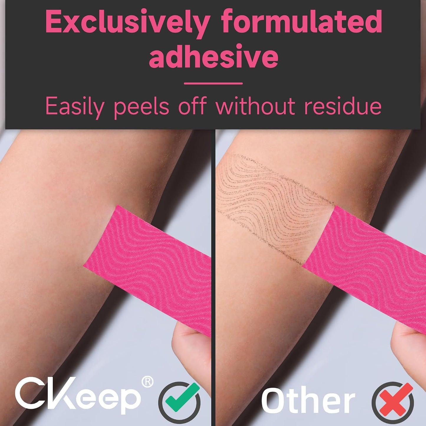 CKeep Kinesiology Tape, Uncut Premium Elastic Athletic Tape 2 Rolls, Beige | Original Cotton Latex Free Kinetic Tape, Breathable & Waterproof Sports Tape for Muscle and Joint Support, 2inch x 16ft