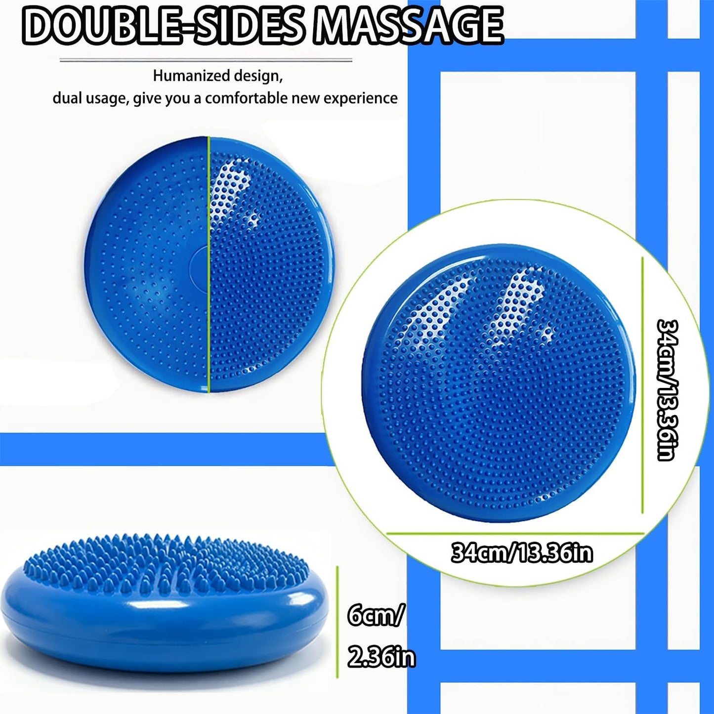 Wobble Cushion Balance Disc, Wiggle Seat for Sensory Youth & Adults, Balance Disk with Inflation Pump for Fitness, Core Strength, Physical Therapy, Posture Improvement