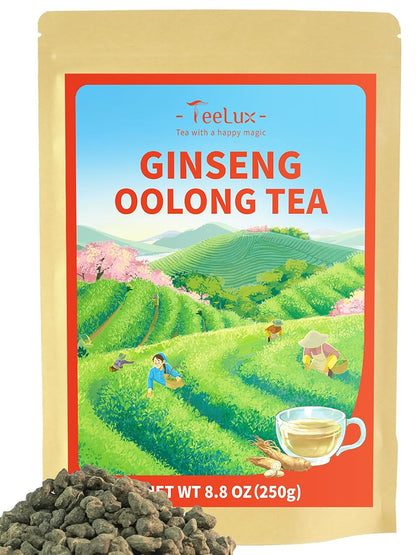 TeeLux Ginseng Oolong Tea, Loose Leaf Oolong Tea with Ginseng, 8.8oz