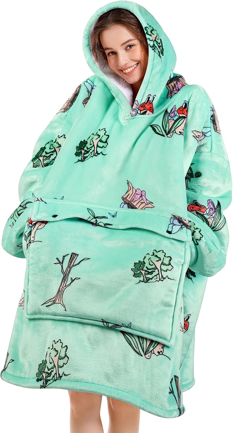 Narecte Cozy Oversized Blanket Hoodie Wearable Blanket Adults Soft Hooded Blanket Hoodie Birthday Gifts for Women Christmas - Colors B