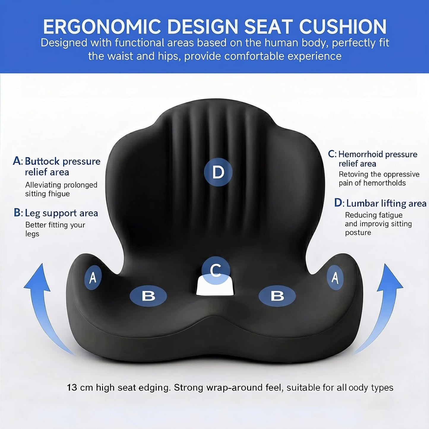 Ergonomic Car Seat Cushion with Lumbar Support, Pressure-Responsive Memory Foam, Enhanced Pelvic Stability for Pressure Relief, Ideal for Long Driving, Office & Home (Gray)