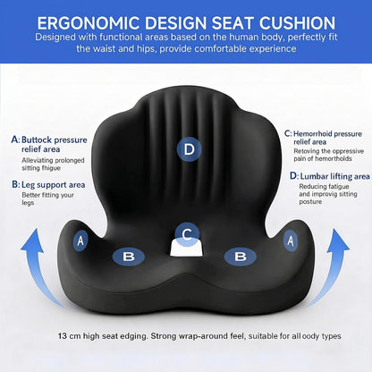 Ergonomic Car Seat Cushion with Lumbar Support, Pressure-Responsive Memory Foam, Enhanced Pelvic Stability for Pressure Relief, Ideal for Long Driving, Office & Home (Gray)