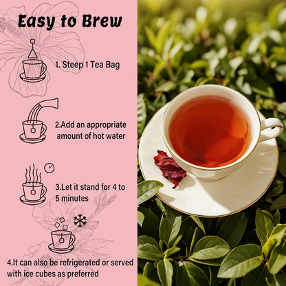 Pipi Tea Hibiscus Tea Bags Organic,100% Natural Organic Hibiscus Tea Bags,Natural Sweet & Sour Flavor,Caffeine-Free,30 Bags (1 Bag)