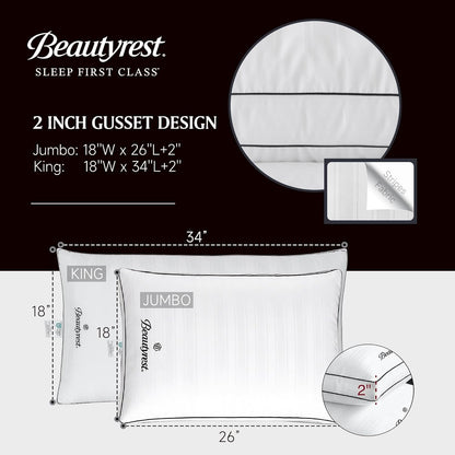 Beautyrest Hotel Pillows Luxury Cooling Queen Size Set of 2 Soft Medium